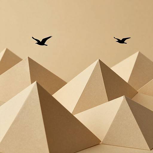 Origami Mountains with Soaring Birds