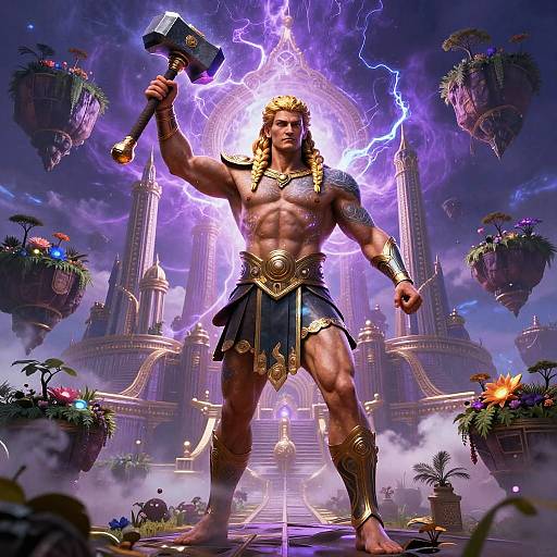 Zeus with Celestial Hammer in Floating Sky Palace