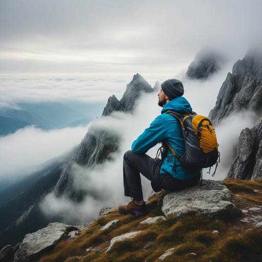 Contemplative Explorer on Misty Mountaintop Contemplative Explorer on Misty Mountaintop