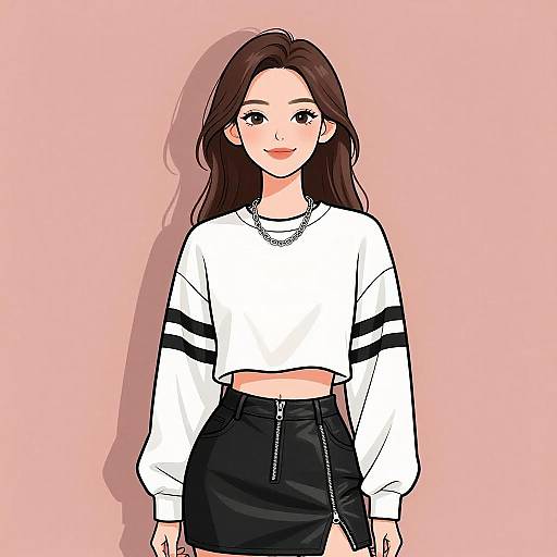 Smiling Woman in Casual Chic Outfit