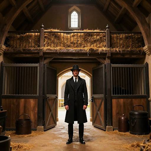 Medieval Stablehand in Long Coat