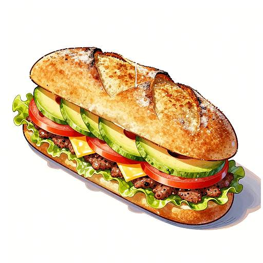 Step-by-Step Mexican Torta Drawing