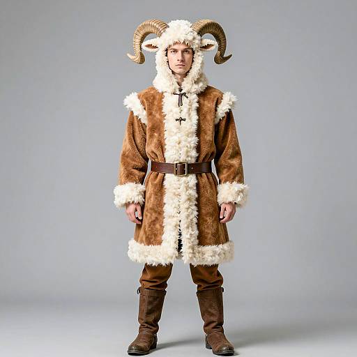 Man in Sheep Costume with Ram Horns
