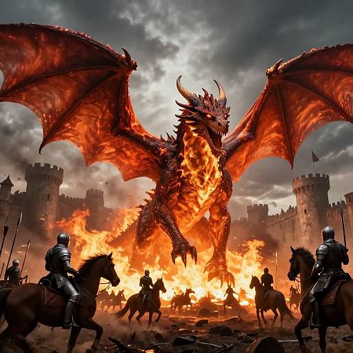 Epic Fiery Dragon Battle Scene