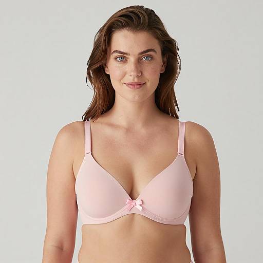 Portrait of a Smiling Woman in Pink Bra