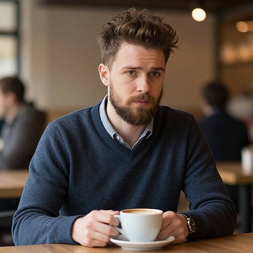 Stylish European Man in Cozy Cafe
