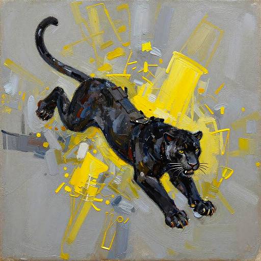 Abstract Embroidery Lace Black Panther Woman