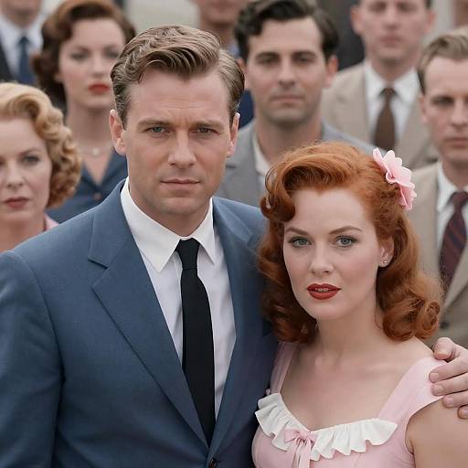 Vintage Couple in a Crowded Scene