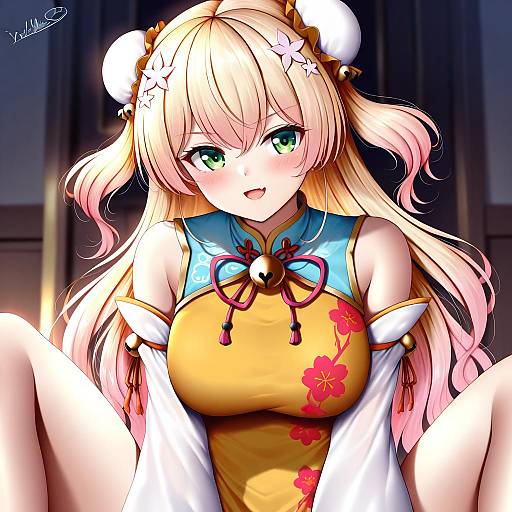 Illustration of Momosuzu nene (old design), hololive in the style of Wsman