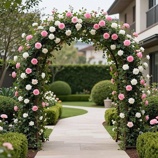 Elegant Floral Garden Archway Pathway