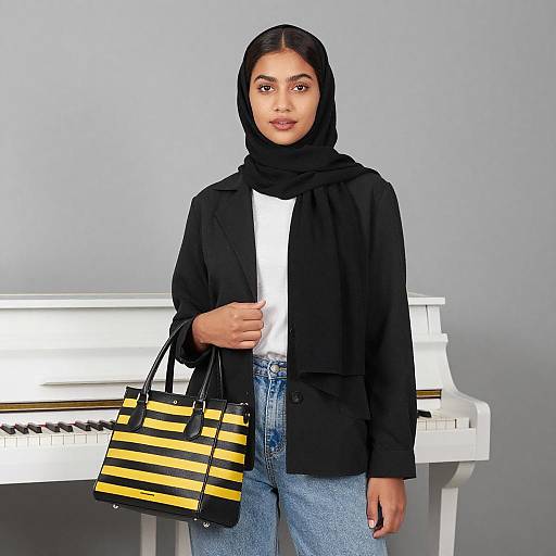 Stylish Woman with Hijab and Handbag