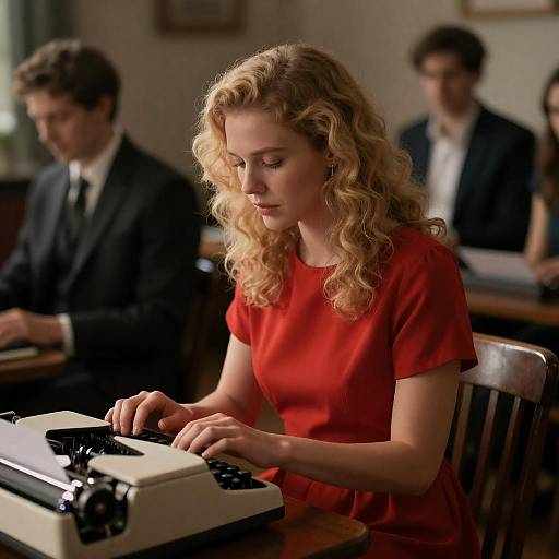 Vintage Elegance: A Focused Typist