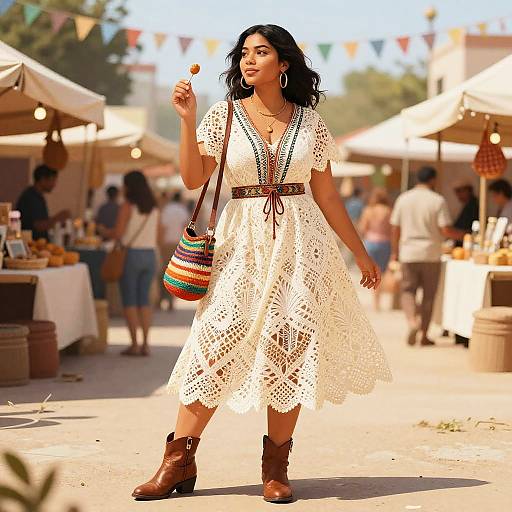 Boho-Chic Pear Body Woman Illustration