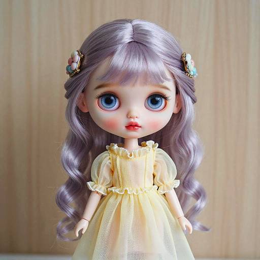 Detailed Portrait of Doll with Lilac Hair