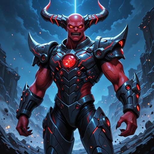 Muscular Demon with Sci-Fi Armor