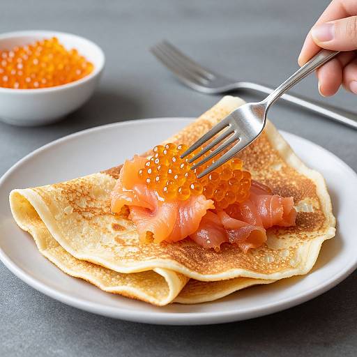 Giant Blinis with Salmon & Caviar