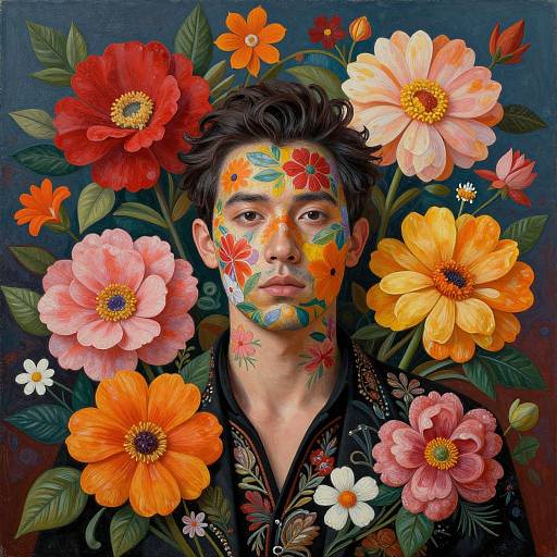 Floral Portrait with Vibrant Details