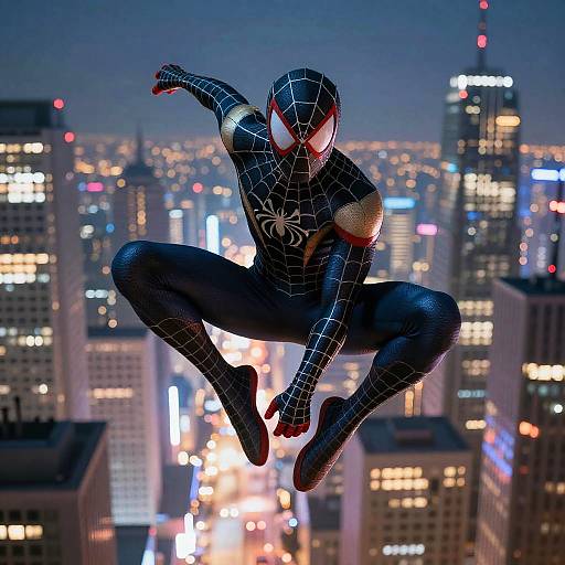 Non-Binary Spider-Man in Cyberpunk City