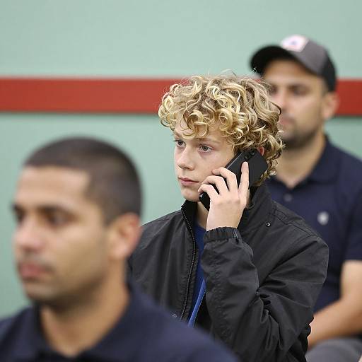 Teenage boy using phone indoors