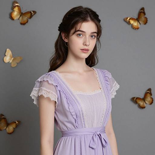 Elegant Lavender Portrait with Butterflies