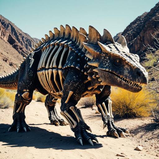 Photorealistic Skeletal Ankylosaurus in Desert Canyon