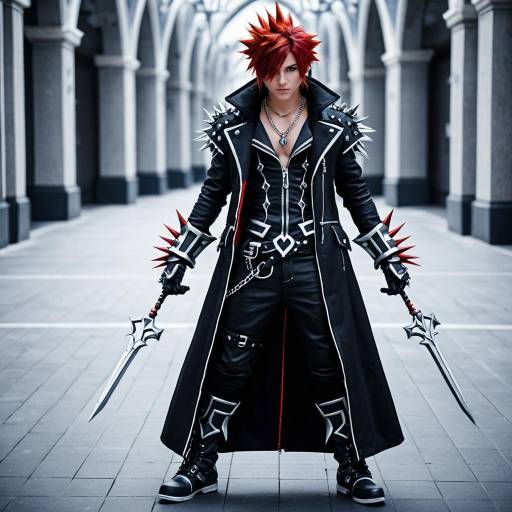 Axel Kingdom Hearts Cosplay with Spiked Red Hair