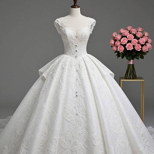 Elegant Cathedral Train Princess Wedding Dress