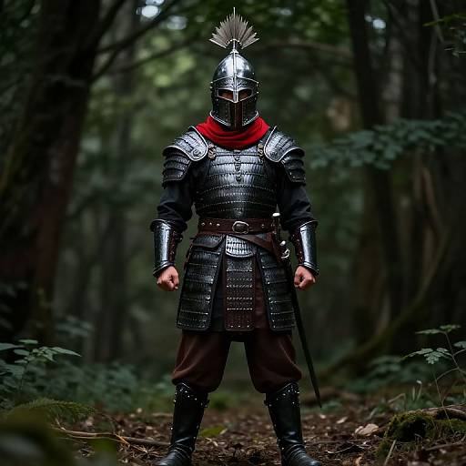 Fierce Medieval Warrior in Forest