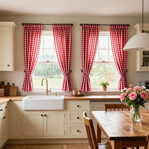 Cozy Country Kitchen with Gingham Curtains