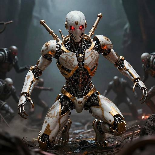 Hyperdetailed Cyborg in Grimdark Battle