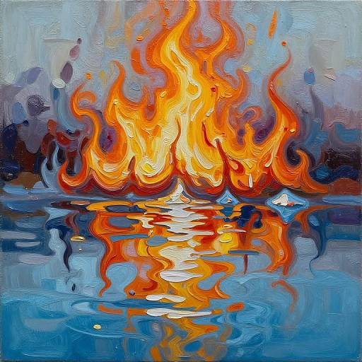 Abstract Oil Painting Fire and Ice