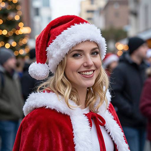 Festive Blonde Woman at Santacon