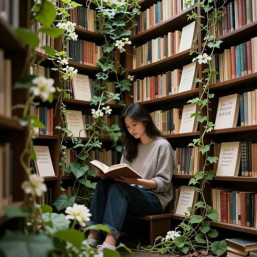 Enchanted Overgrown Library