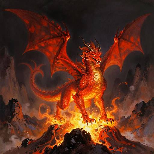 Fiery Himalayan Dragon Soaring Majestically