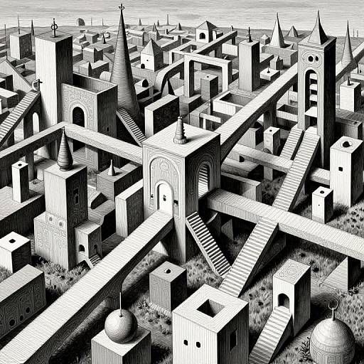 Surreal Gravity-Defying Escher Landscape