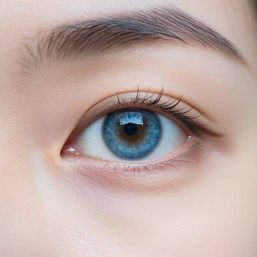 Detailed DSLR Portrait with Reflective Blue Iris