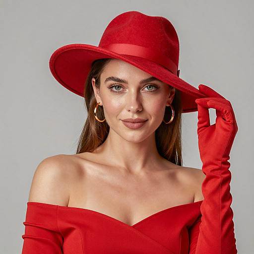 Elegant Woman in Red Attire