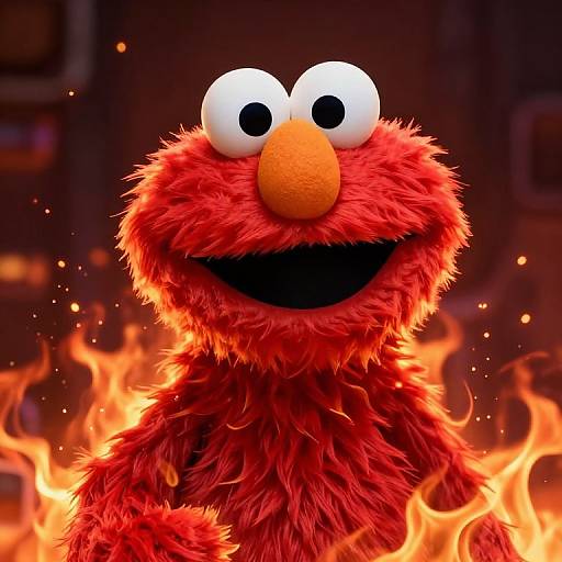 Fiery Hyper-Realistic Elmo Portrait