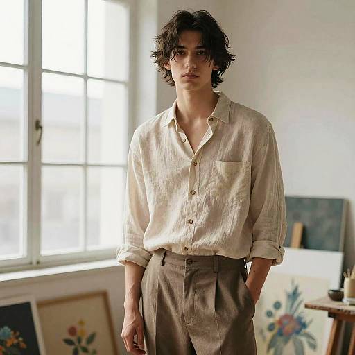 Male Artist with Full Fringe Hairstyle