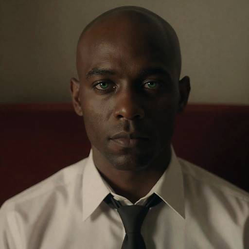 Realistic Portrait of Morpheus in Red Chair