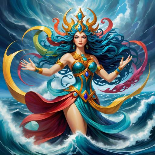 Surreal Aeolian Goddess in Stormy Sea Surreal Aeolian Goddess in Stormy Sea