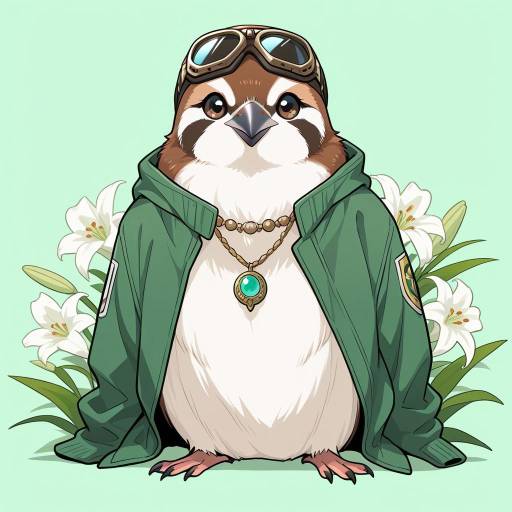 Stylish Sparrow in Detailed Attire Stylish Sparrow in Detailed Attire