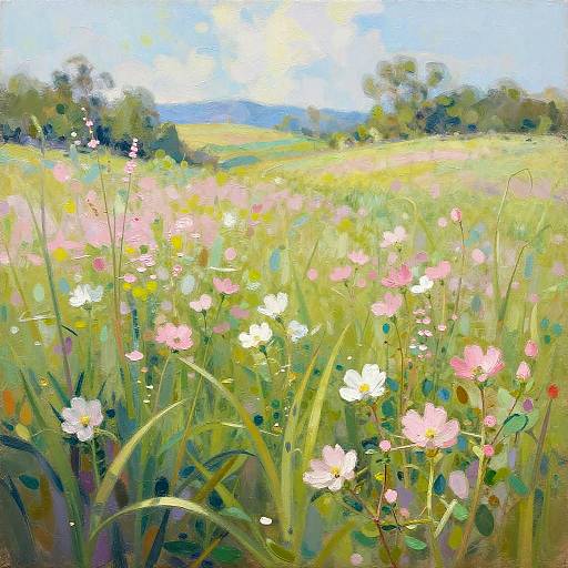 Colorful Impressionistic Meadow Painting