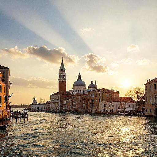 Venice Skyline at Sunset Watercolor