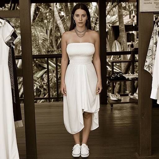 Pear-Shaped Woman in Minimalist Jungle Treehouse