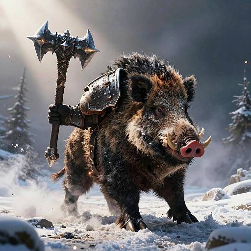 Armored Dire Boar Berserker Battle