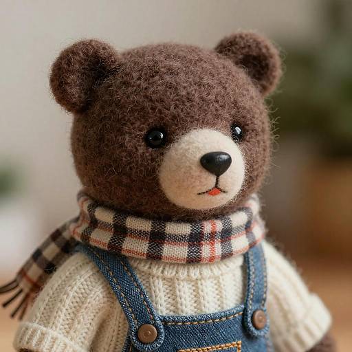 Macro Portrait of Felted Wool Bear