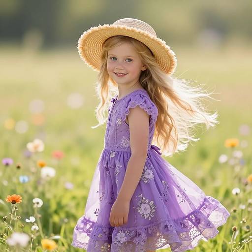 Young Girl in Pastel Meadow