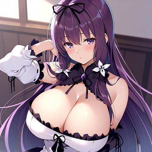 Illustration of Murasaki (senran kagura), senran kagura in the style of Kujou ichiso