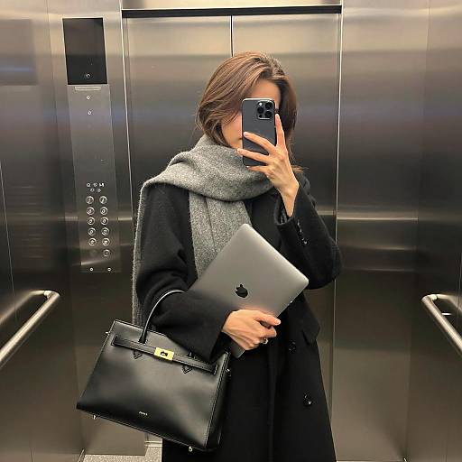 Woman Taking Elevator Mirror Selfie